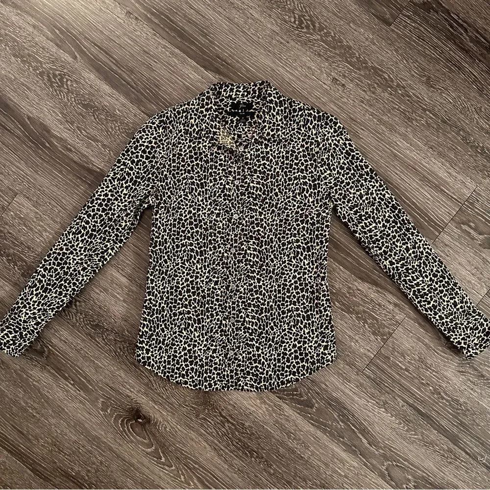 J. crew Slim Leopard Button Down
